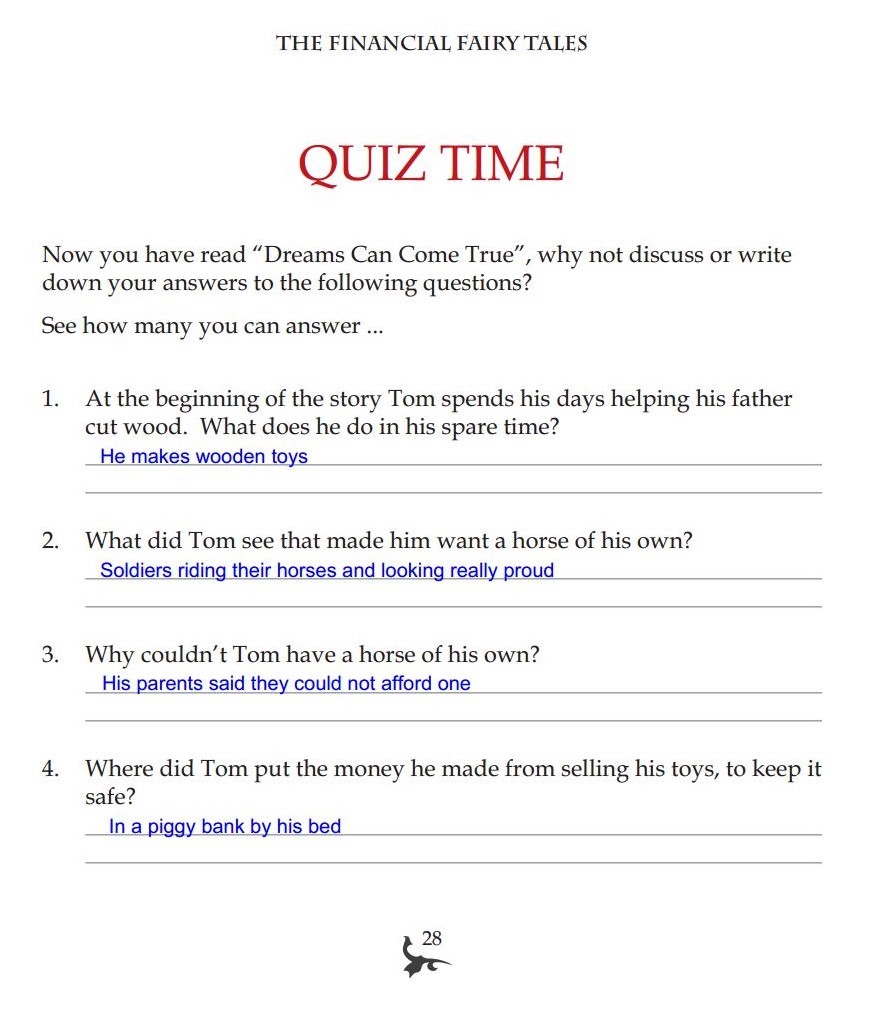 quiz solutions the financial fairy tales dreams can come true