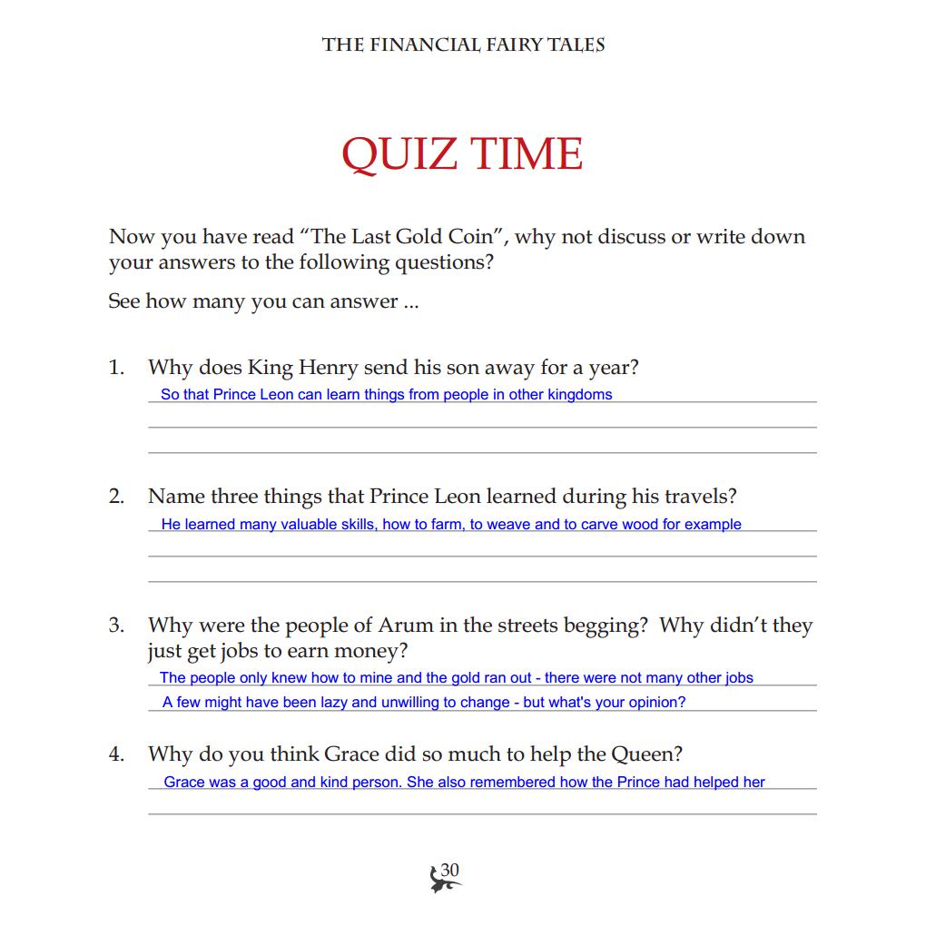 Last Gold Coin quiz page 1
